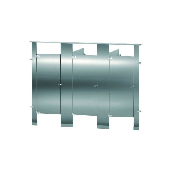Bradley Stainless Steel 108" Wide Complete 3 Between Wall Compartments, Satin Brushed - BW33660-SS